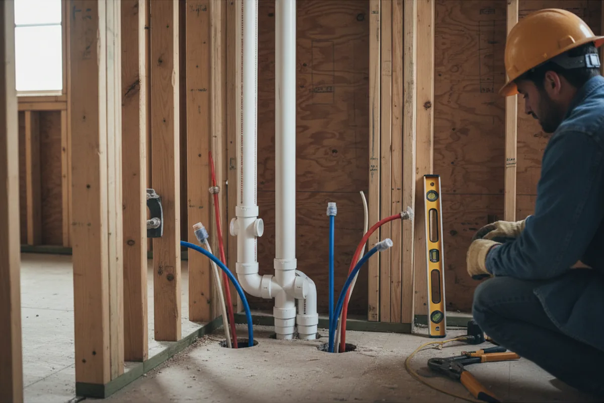Drain and supply rough-in during Drain Cleaning in Cookson